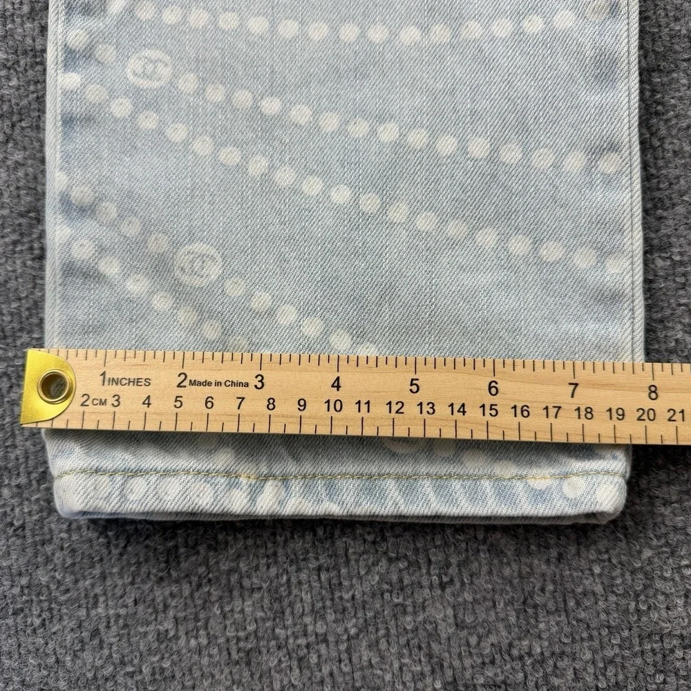 CHANEL CC Logo Monogram Jeans 38 Light Blue Denim Designer Pants - Picture 16 of 16